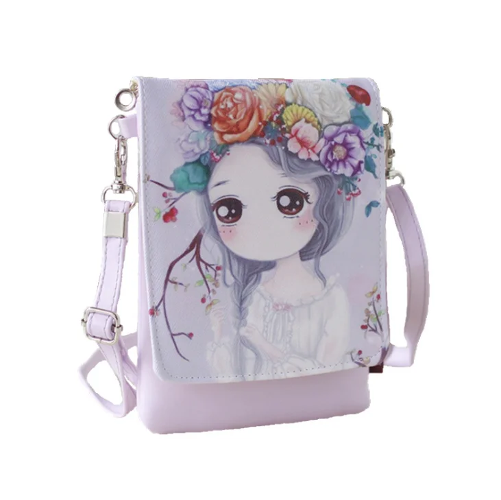 

Printed pu leather kids cartoon mini bag, Pink,blue