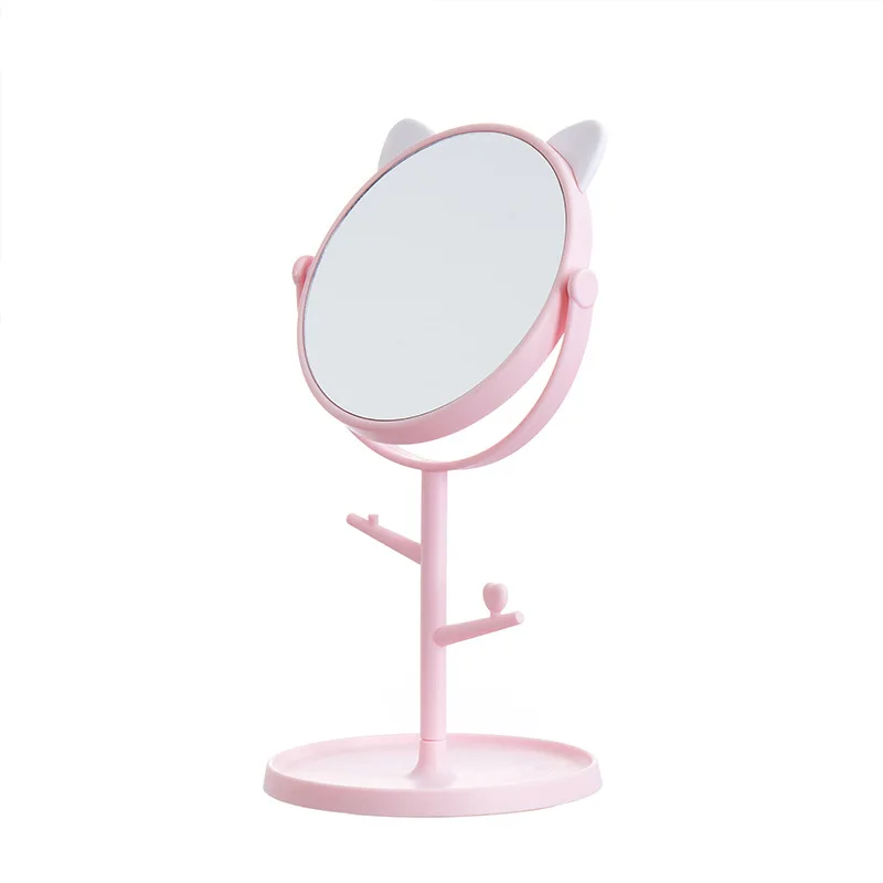 

Desktop Folding Vanity Mirror Square Compact Makeup Vanity Standing Cat Ear Jewelry Box Dormitory Colorful Cosmetic Mirror