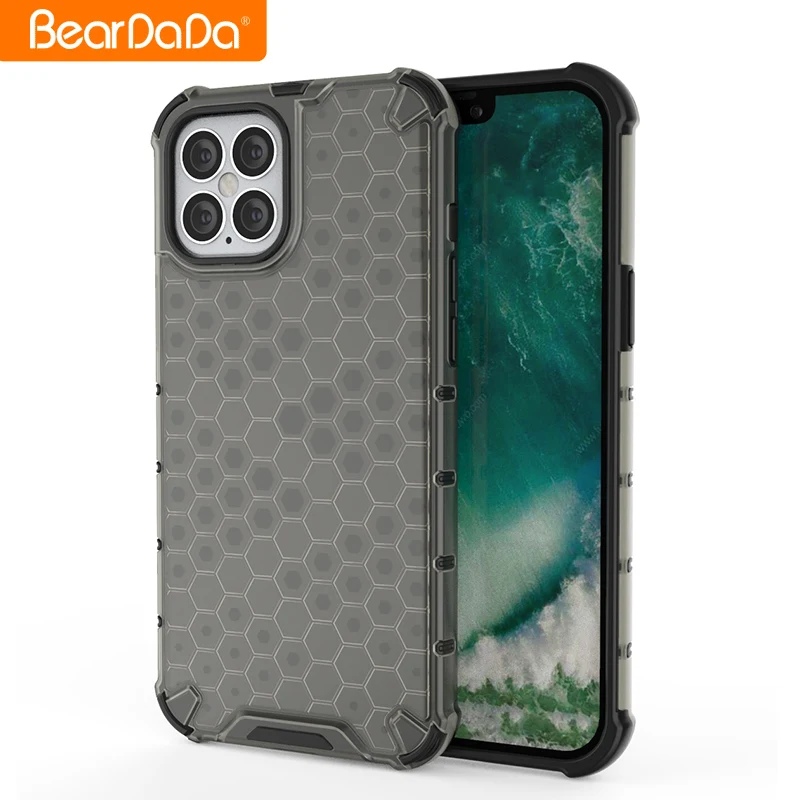 

Transparent ultra thin tpu pc case for iphone 1112 pro max honeycomb case cover