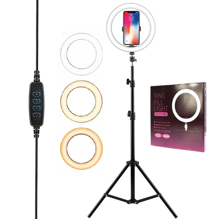 

10 inch 26cm hot ring lamp live broadcast bracket fill light ring light with tripod 210cm