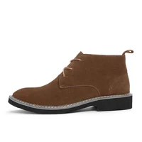 

MOQ 1 Pairs Cow Suede Chukka Boots Men Lace Up Oxford Shoes Genuine Leather Ankle Desert Boots Men Shoes