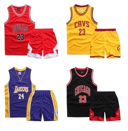 

New arrival summer casual Boys 2 Pieces sports clothing Set basketball star number Jersey set for boys and girls, Picture shows