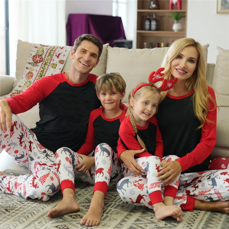 

Matching Family Christmas Pajamas Halloween Orange Homewear Set New Year Boys Girls Outfit Dad Mom Pyjamas Clothes, Picture shows