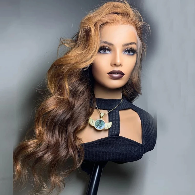 

Gorgeous Honey Blonde Brown Color Loose Wave Cuticle Aligned Human Hair Lace Front Wigs