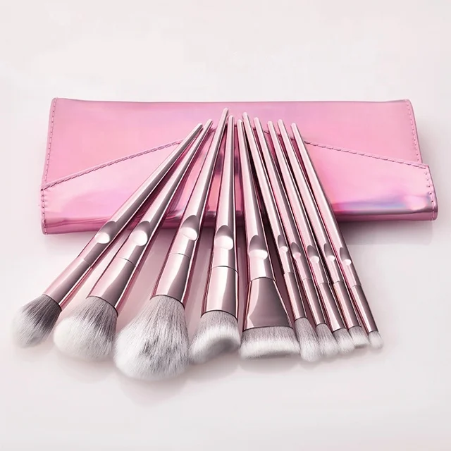 

professional custom makeup brushes 10pcs set and single makeup brush with private label package bag, Customized color