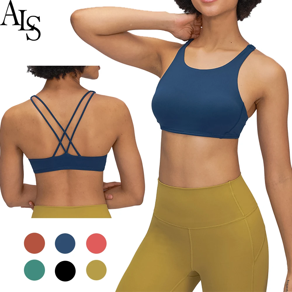 

2020 Sexy Women Sanded Soft Breathable Fitness Strappy Sports Yoga Bra Workout Clothing
