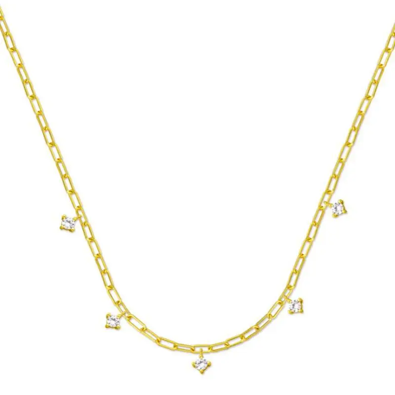 

Hot s925 sterling silver 2021 new ins paperclip chain diamond necklace