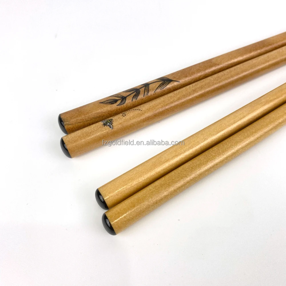 

Popular High Quality Flower And Leaf Printed Personalized Reusable Nature Wooden Chopsticks 5 Pairs Gift Box, Natural,