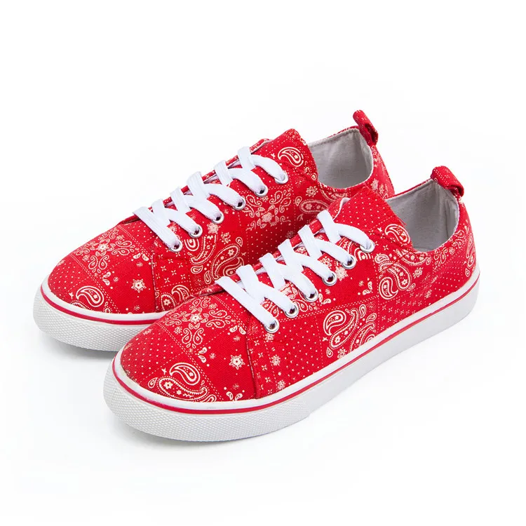 

Wholesale New Design Slip-on Comfortable Canvas Shoes Flat Sneaker for Women, Red