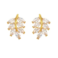 

E-212 Xuping trendy 24k gold plated jewelry earrings, cubic zirconia customized earrings, luxury crystal leaf women earrings