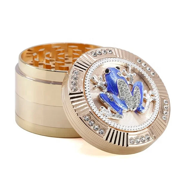 

4-piece Herb Grinder 3-color Zinc Alloy Diamond Dial Frog Style Grinder Diameter  Dry Herb Grinder jhcentury, Picture