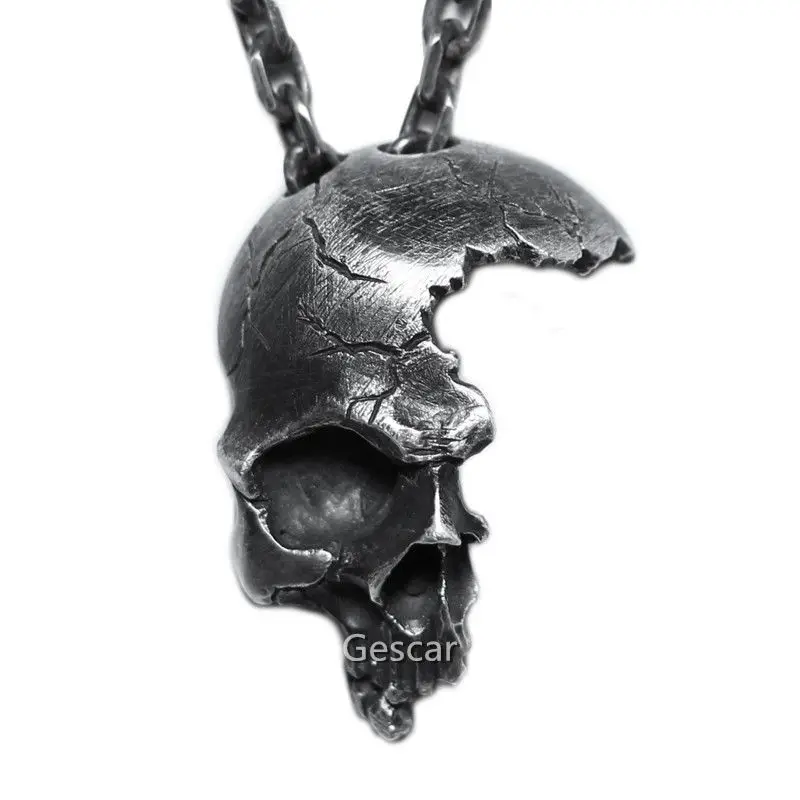 

Antique Creative Designs Half Skeleton Pendant Cool Ladies Necklace Gothic Style Alloy Skeleton Necklace