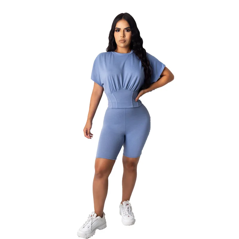 

Hot Selling New Suit Fashion Casual Round Neck T-Shirt Money Pant Set Plus Size Two Piece Set