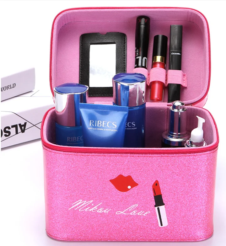 

Lovely lips simple makeup case girl storage box cosmetic storage bag