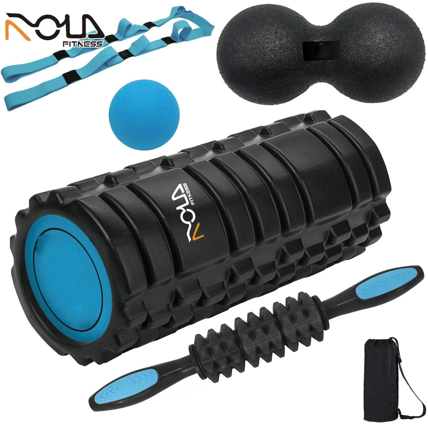 

Factory Fitness 2 in 1 Foam Roller Set Massage Ball Kit, Black/red/orange/green/blue/as availbe