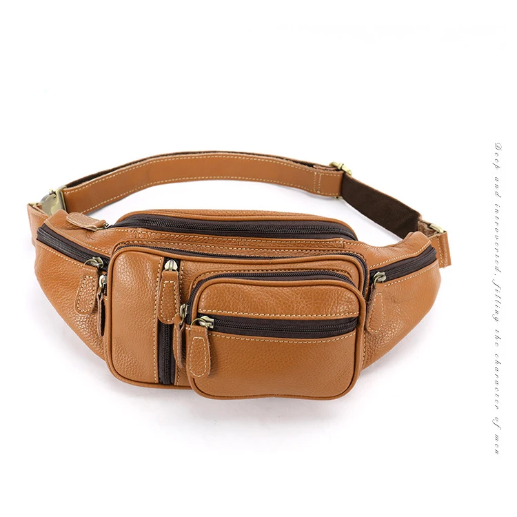 

2021 High quality wholesale vintage leather fanny pack waist bags waist bag for men