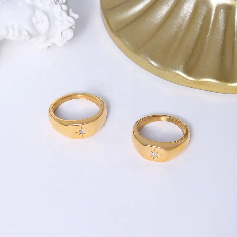 

Stainless steel starburst ring 18k gold plated ring