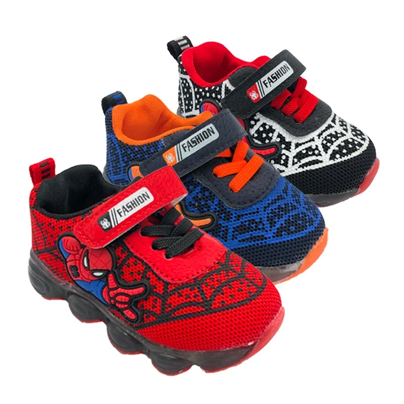 

boy girls baby selling designers casual running Spiderman flashing light up led children sport sneakers kids shoes