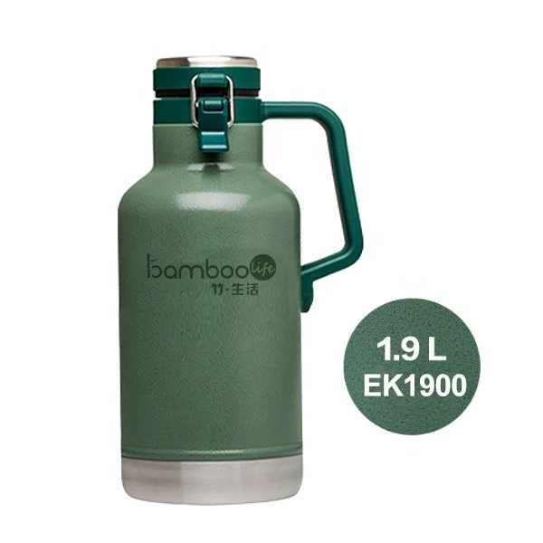 

1.9L/64OZ custom logo double wall Wholesale stainless steel vacuum thermos beer growler with handle