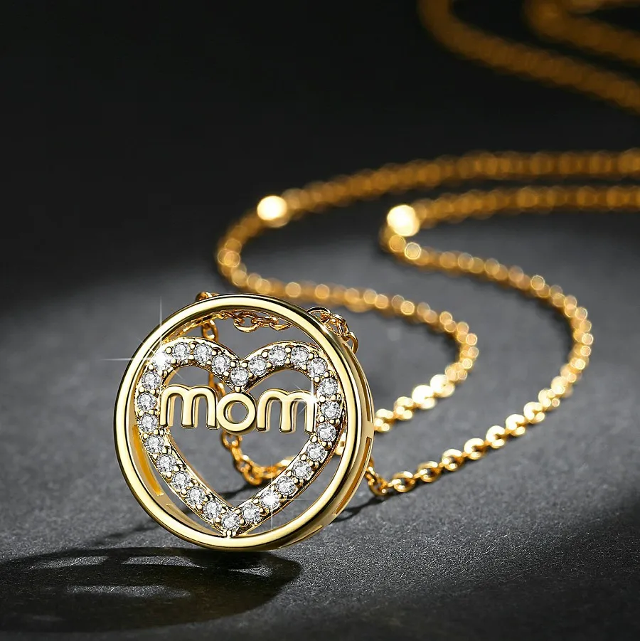 

Mom Heart Gold Plated Necklace Family Necklace Jewelry Mother's Day Gift for Women