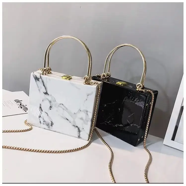 

2021 Hot Sell Wholesale Vendors Designer Ladies Fashion Marble Print Acrylic Square Purse And handbag For Women, As the picture shown or you could customize the color you want