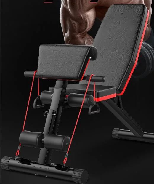 

Multi function chest training folding chair sit up abs press flat bench gym fitness exercise weight adjustable dumbbell bench, Black
