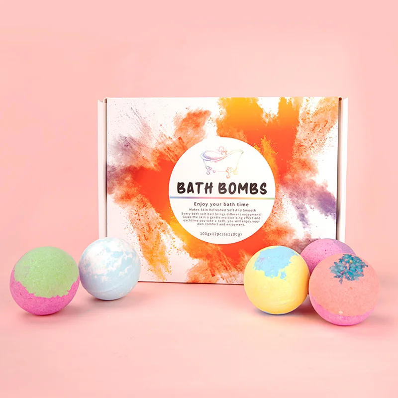 

2021 Natural Epsom Salt Organic Shimmer Geode Vegan 12 Rainbow Bubble Bath Bombs Set