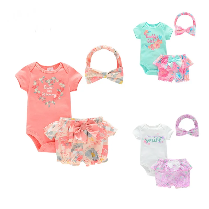 

Baby Kid girls Short sleeves Romper Set Clothes 3 in 1 set, Picture