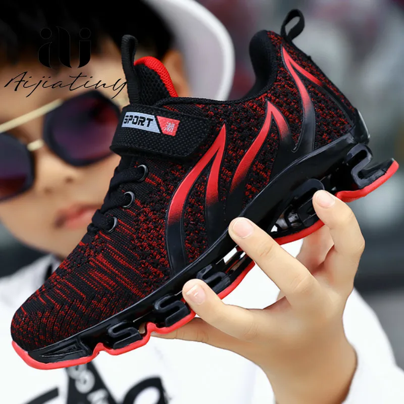 

2021 Spring Breathable Children Shoes Boys Sports shoes brand fashion kids sneakers for girls big kids boy mesh shoes, Blueblackred