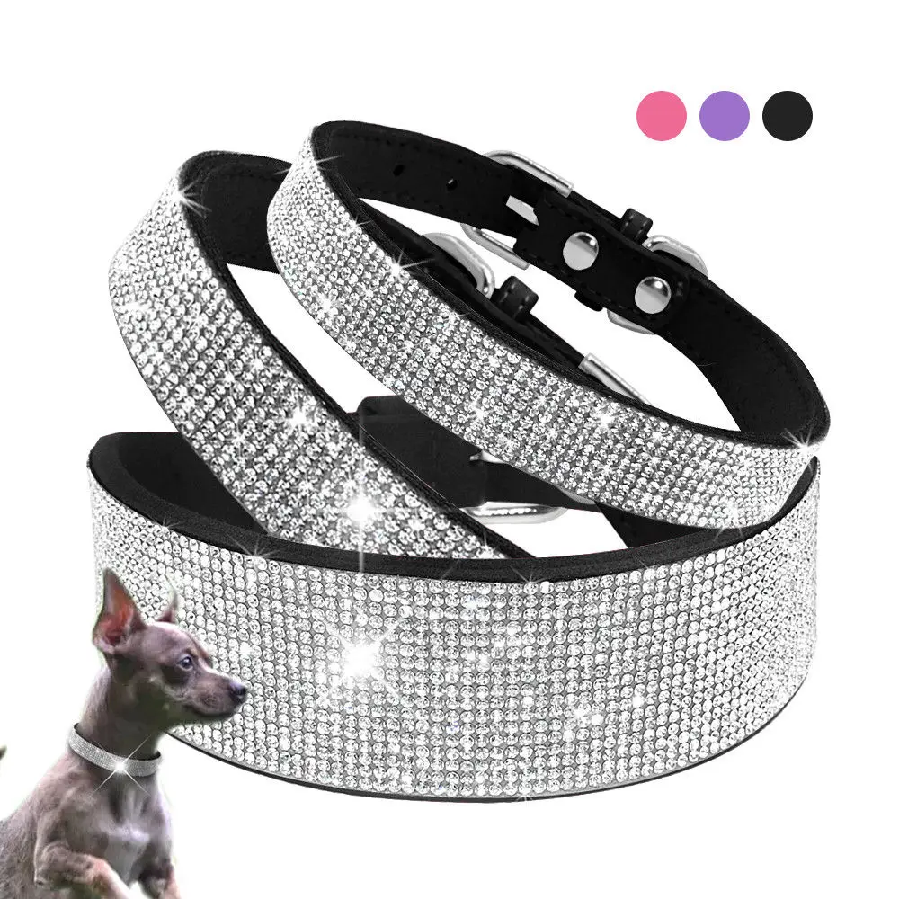 

Bling Rhinestone Dog Cat Collars Leather Pet Puppy Kitten Collar Walk Leash Lead For Small Medium Dogs Cats Chihuahua Pug Yorkie, Red/black/blue/pink
