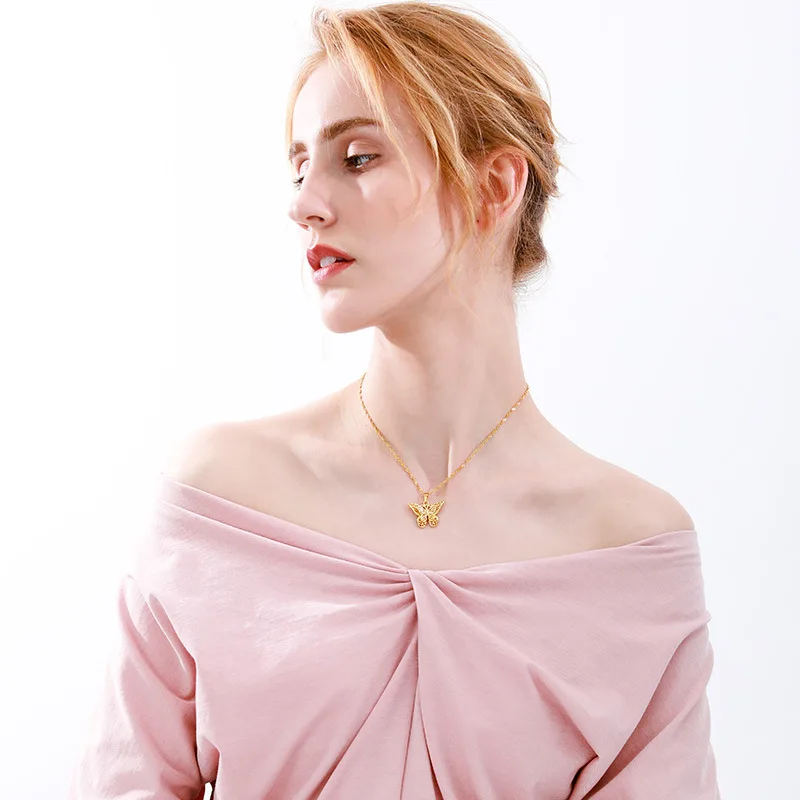 

Hot-selling Fashion Women Butterfly Pendant Necklaces Stainless Steel Gold Plated Rose GOLD Color Silver Plated Water-wave Chain, Gold,silver,rose gold