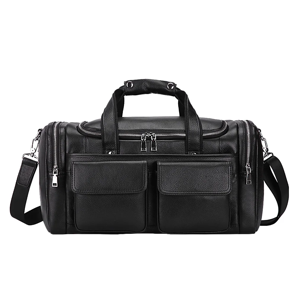 

Tiding New Arrival Soft Black Full Grain Genuine Leather Duffel Holdall Weekend Travel Duffle Bag For Man