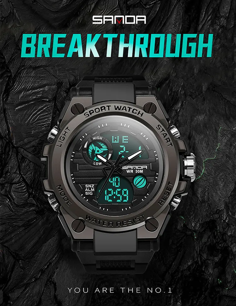 SANDA 739 Classic New Men Digital Wrist Watch Wholesale Original Waterproof Popular Low Price Best Outdoor Sports Watch for Men