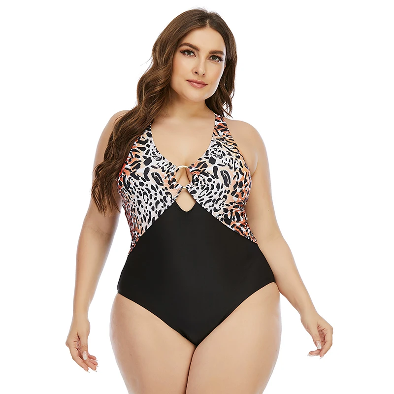 

Sexy One Piece Swimwear Women Solid Ring Detail Swimsuit Push Up Monokini Leopard Bodysuit Print Bathing Suit Female Beachwear