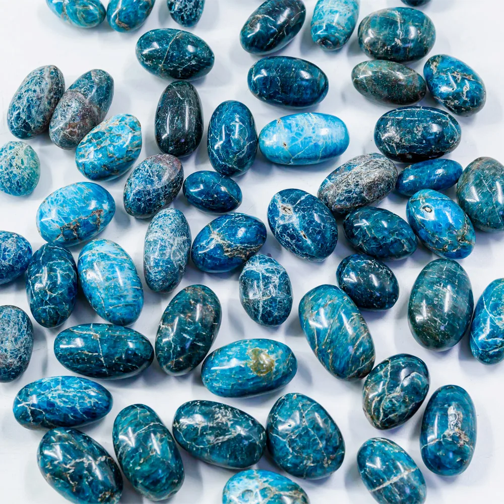 

Wholesale natural crystals healing stones blue apatite tumble stone