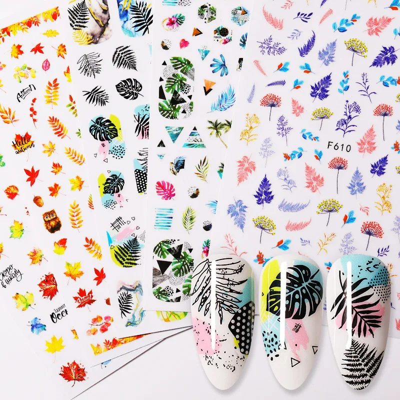 

Nail Art Watermark Stickers Autumn Gold Falling Leaves Maple Leaf Slider Transfer Nail Stickers for Manicure Nail Art Decoration