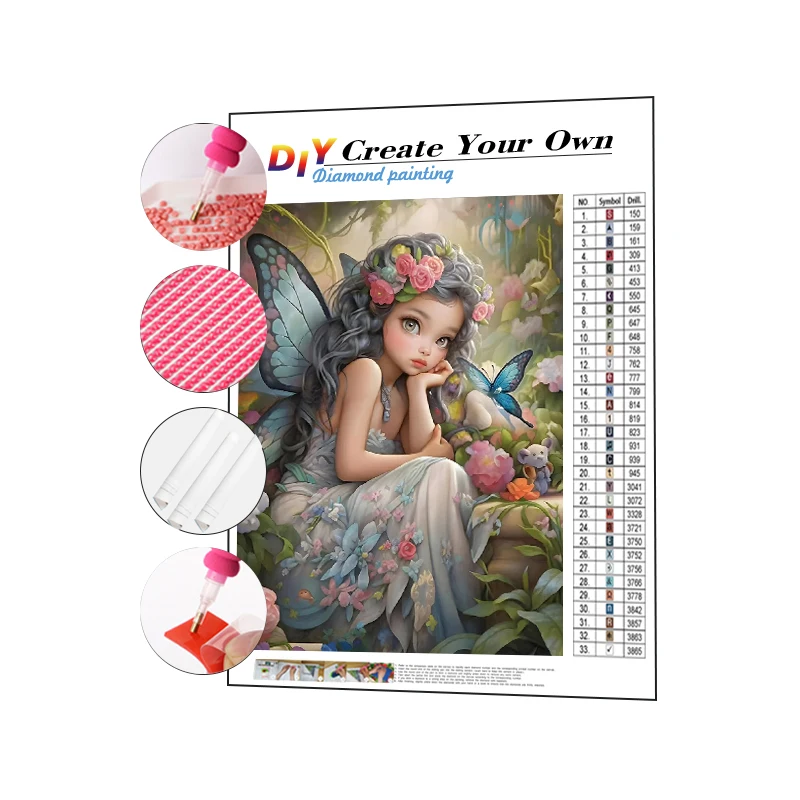 Custom DIY 5D Diamond Painting Sets Cute Girl Butterfly Art Crafts Picture Resin Drill Animal Diamond Painting Flower Cartoon