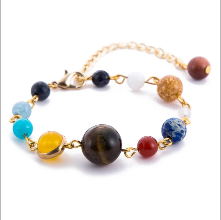 

Eight Planets Galaxy Natural Stone Solar Couple New Solar Solar System Natural Stone Bead Bracelet