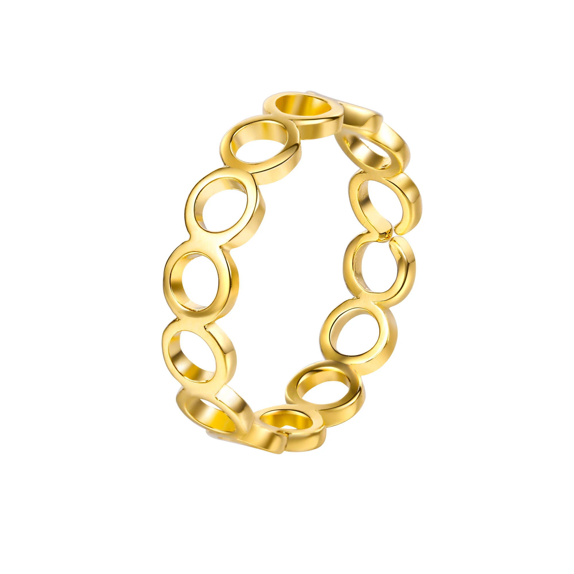

Wholesale Simple Geometric Circle Ring Copper Plated 18K Gold Jewelry INS Glamour Women Wearing Design for Women, Golden