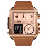 

skmei 1391 Luxury New Style 3time Fashion Men Digital Leather Band Sport Military Wrist quartz Watch for Men