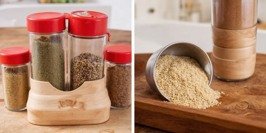 Spice jars grouped by cuisine