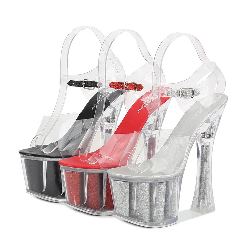 

High Heel Shoes Strippers Pumps Sandals Sexy Ladies Transparent Pole Dance Shoes, Silver,rose gold,pink