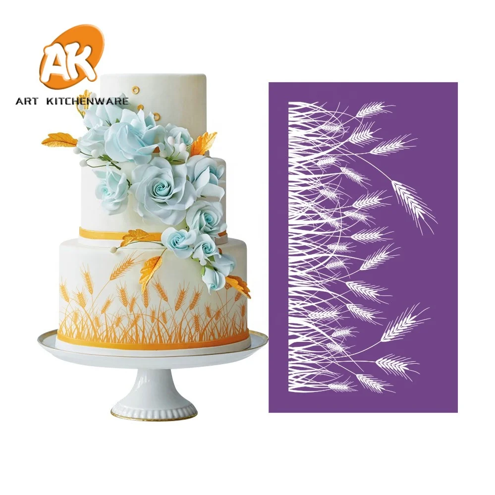 

AK Fondant Cake Decorating Soft Transparent Grass Icing Pastry Tools Wedding and Birthday Cake Mesh Stencil