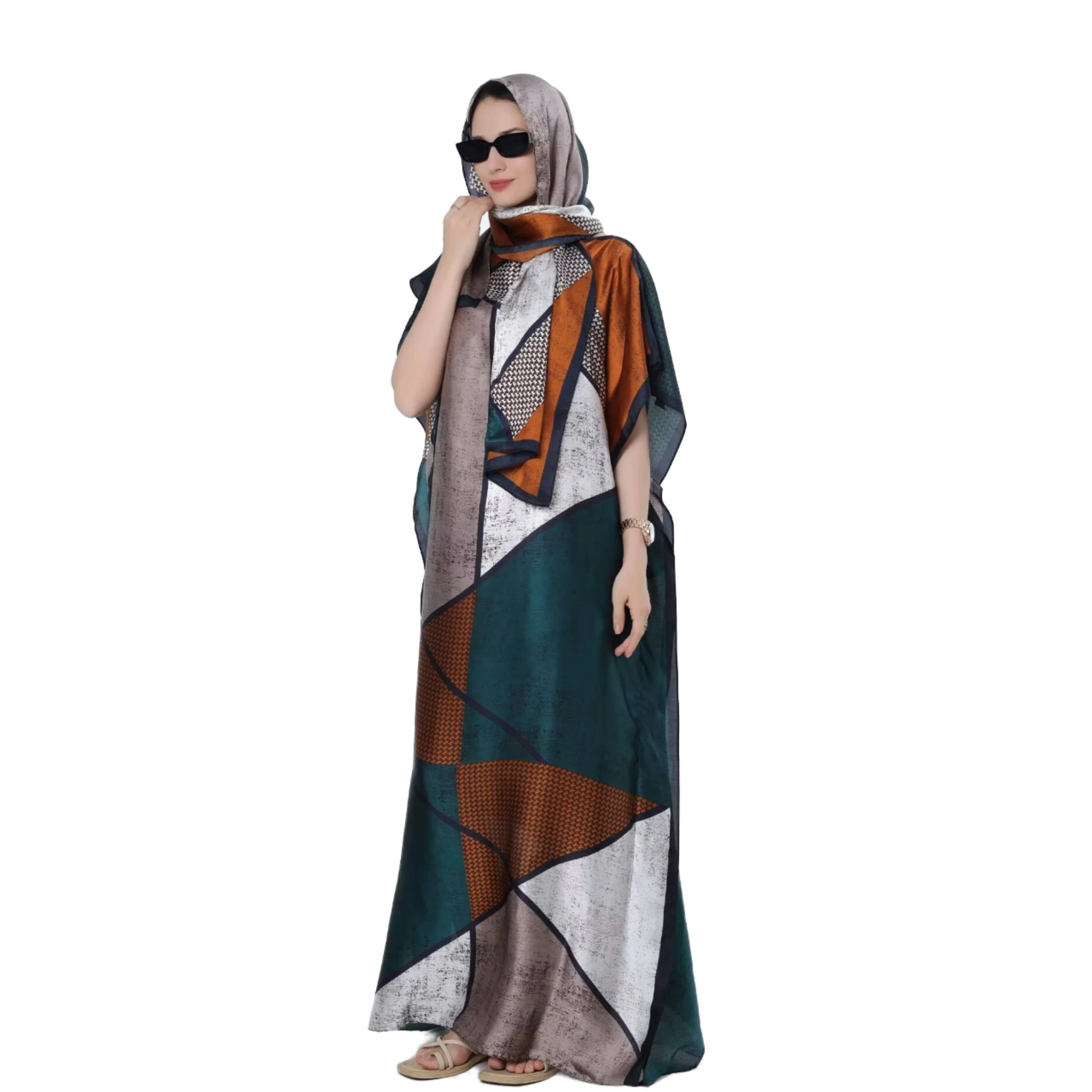 PROMISTAR Luxury Two Piece African Print Robe & Headscarf Set