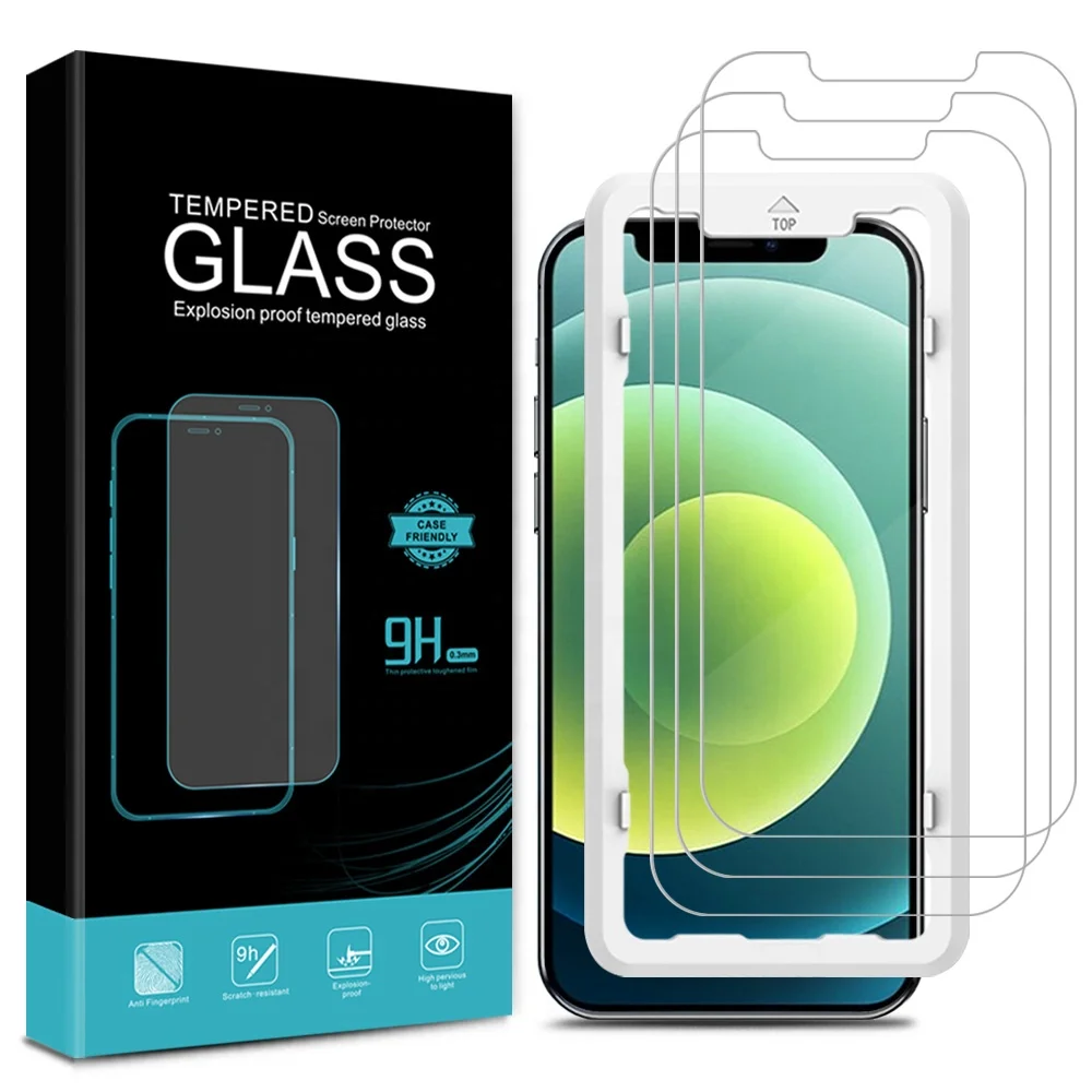 

amazon hot 3 pack 2.5d 9h tempered glass for iphone 11 pro 12 pro max screen protector easy installation frame custom package