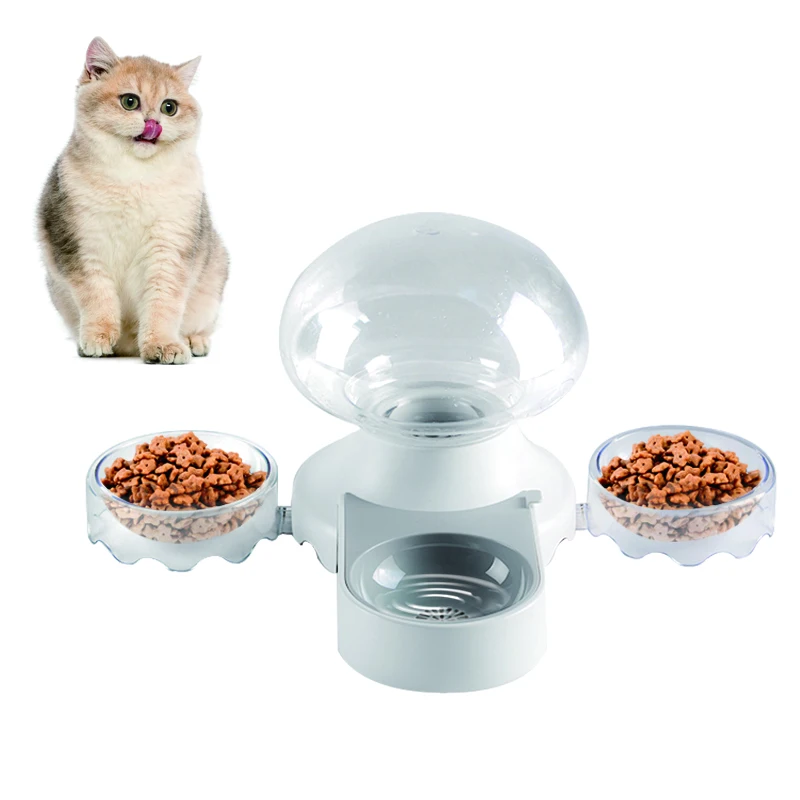 

Pet Food Dispenser With Cat Automatic Filter Water Fountain & Dog Feeder, Pink, blue , grey