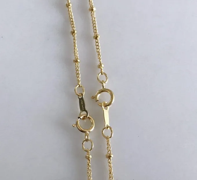 

NANA high quality 14k italian gold filled necklace chain,18inches lady 1.2mm gold chain necklace with 2mm beads