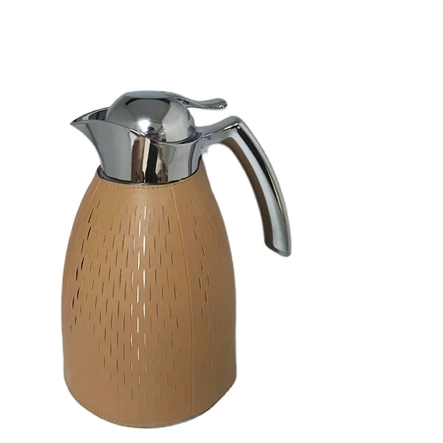 

Best Selling Stainless Steel Tea Jug Coffee Vacuum Kettle Thermos Flask Kettle With Pu Zipper Leather Case, Colorful