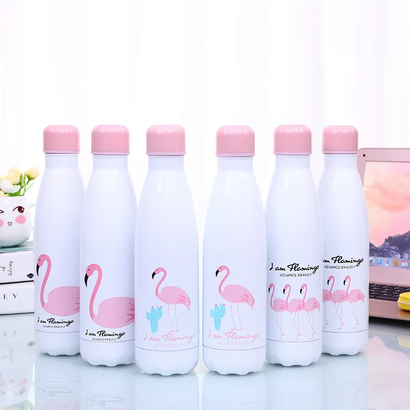 

ZOGIFTS Wholesale Pink Lovely Ostriches Cartoon Stainless Steel Thermos Cup Custom Logo Portable Coke Water Bottles, As per picture