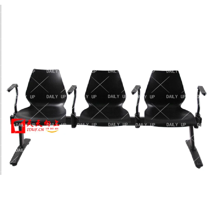 Beauty Salon Waiting Chair Artistic Appearance Lobby 3 Seat Chair Sturdy Public Station Chair Armrest